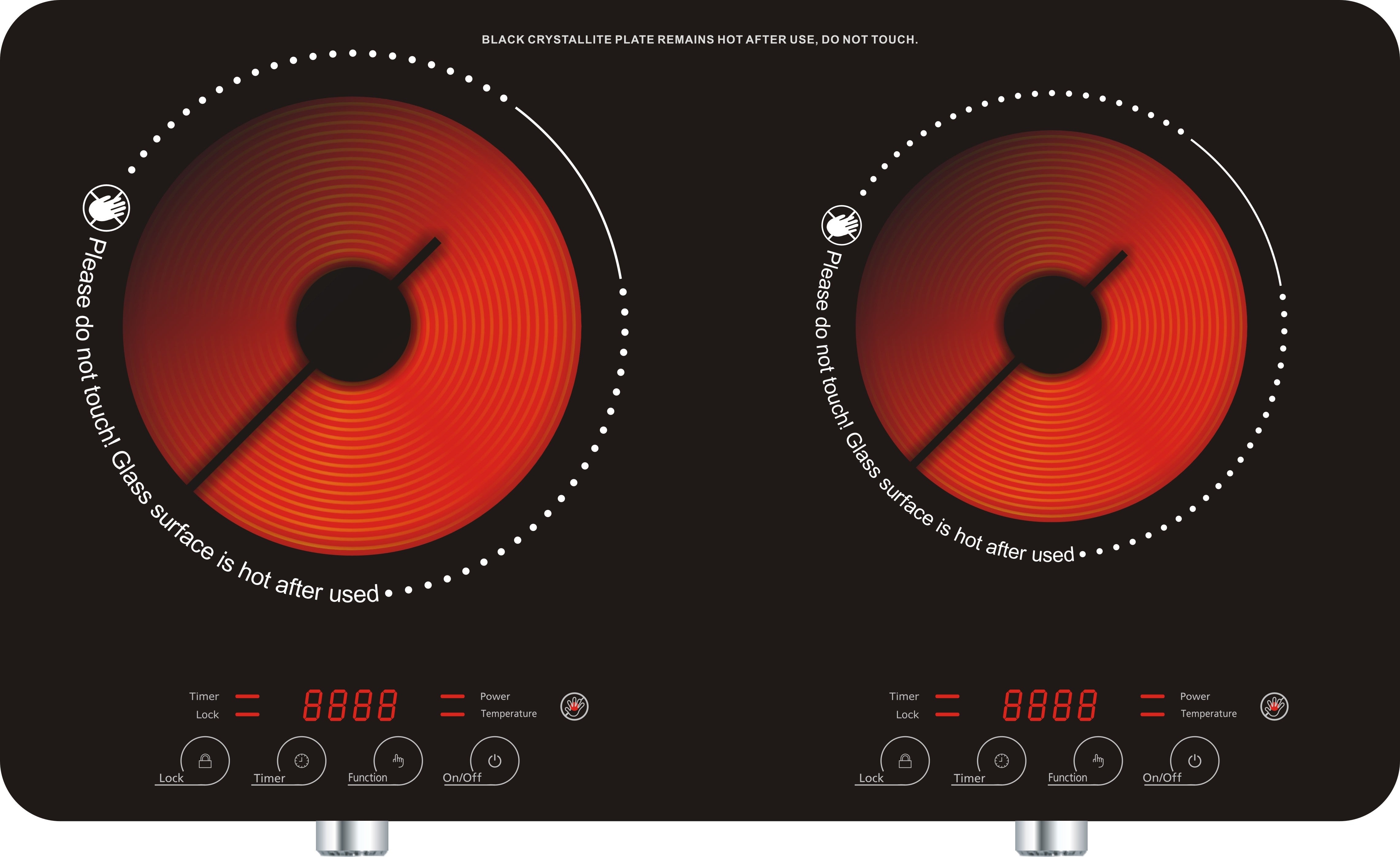 פלטה חשמלית CHP2909 אינפרא שני מוקדים זכוכית