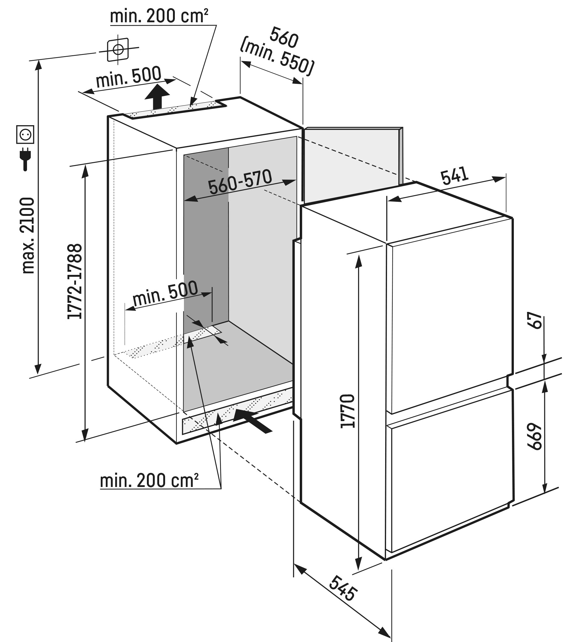 מקרר מקפיא תחתון אינטגרלי ICNSe 5103