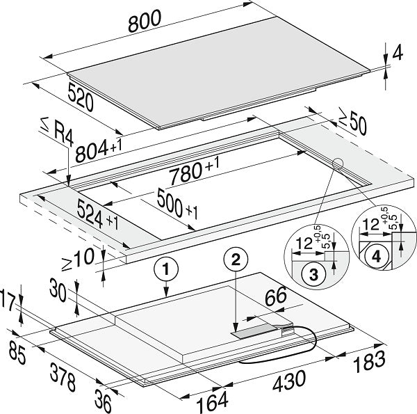 כירים אינדוקציה 80 ס"מ KM 7474 FL