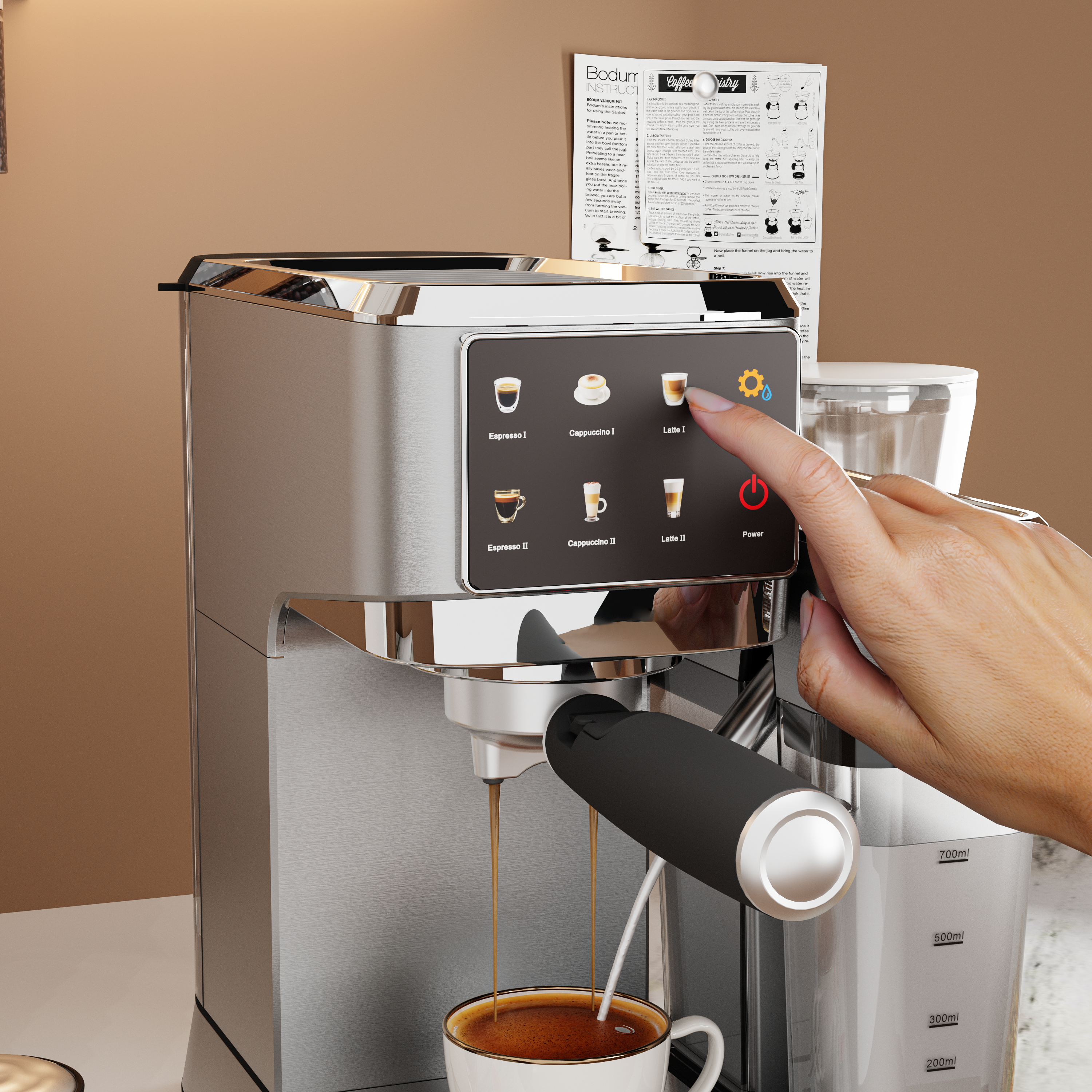 מכונת קפה דיגיטלית +מקציף  SAUTER Barista pro 350