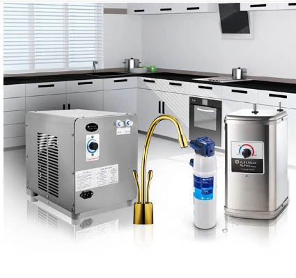 מערכת תת כיורית כולל ברז גוון זהב מוברש דגם סטיקי